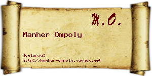 Manher Ompoly névjegykártya